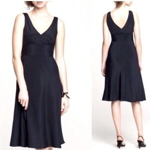 J. Crew Brown V-Neck Midi Dress